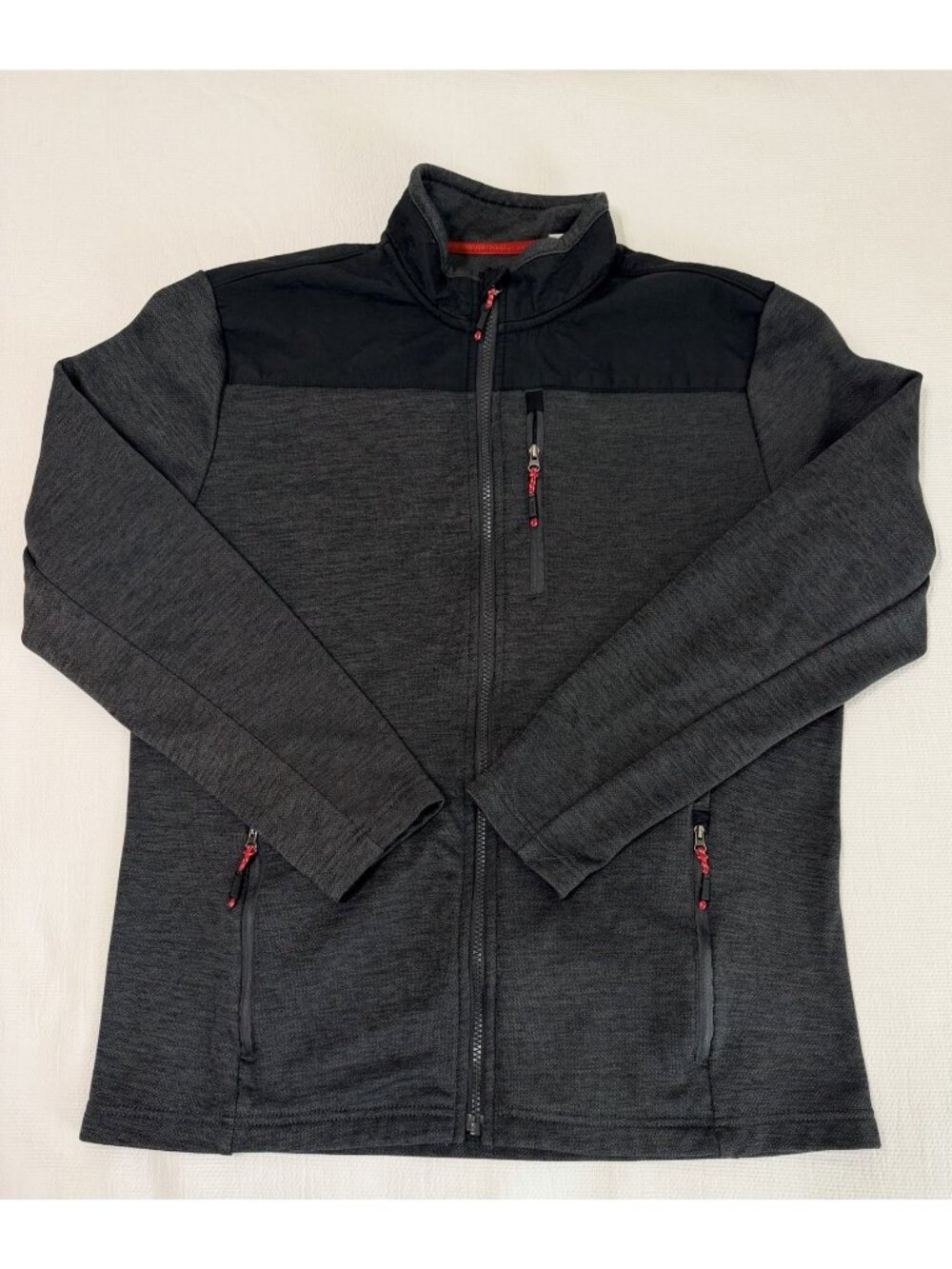 Orvis Jacket Mens Medium Gray Fleece Pockets Long Sleeve Outdoors Hiking Cabin